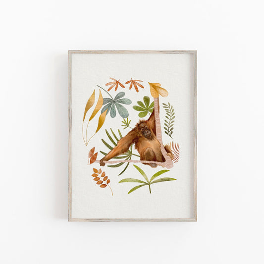 Jungle Nursery Art Print - Orangutan Rainforest Kids Wall Decor - Prints - Urchin Bay