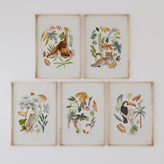 Jungle Nursery Art Prints - Set of 5 for Kids Room - Urchin Bay
