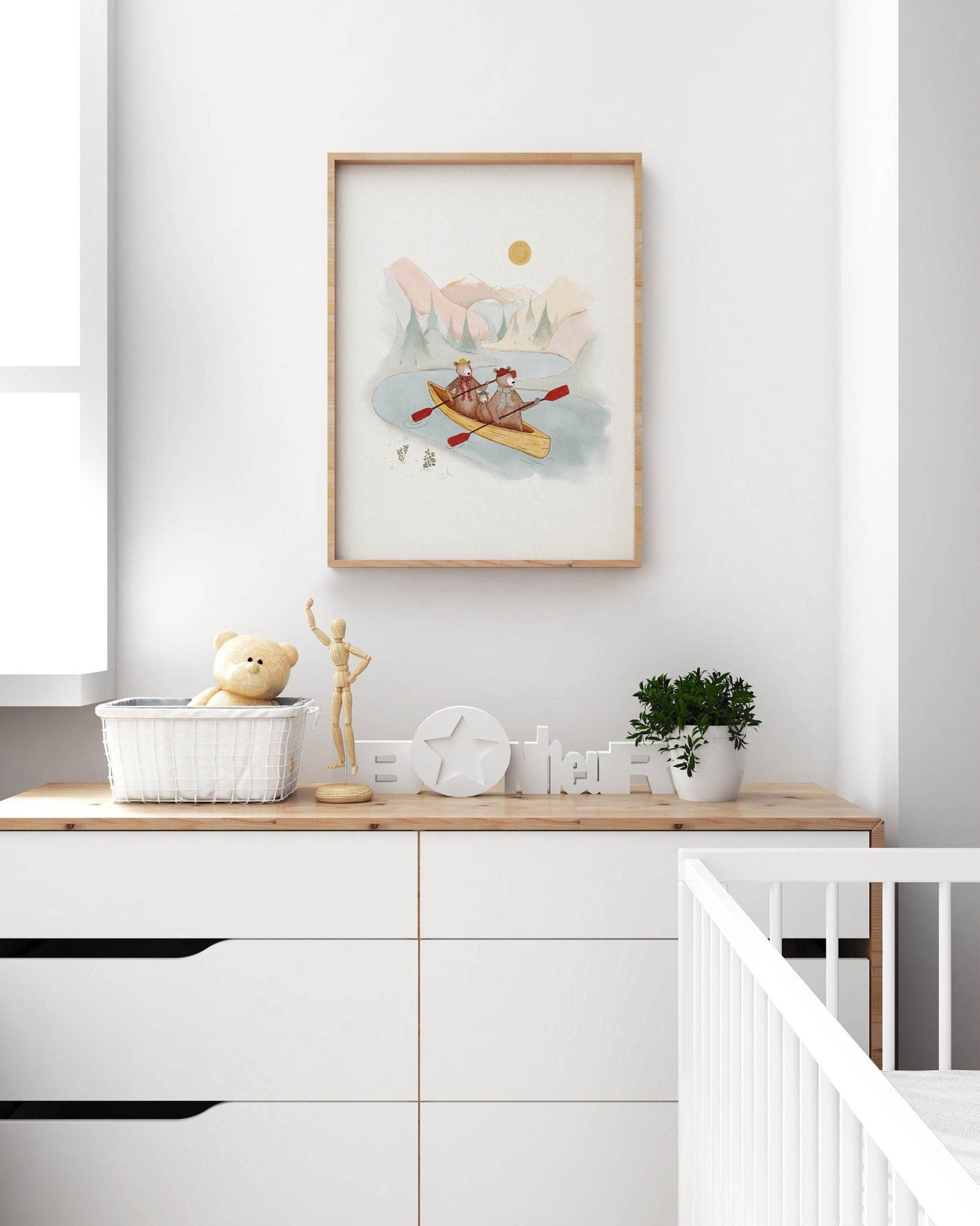 Kids Adventure Art Print - Kayaking in Forest Mountains - Prints - Urchin Bay