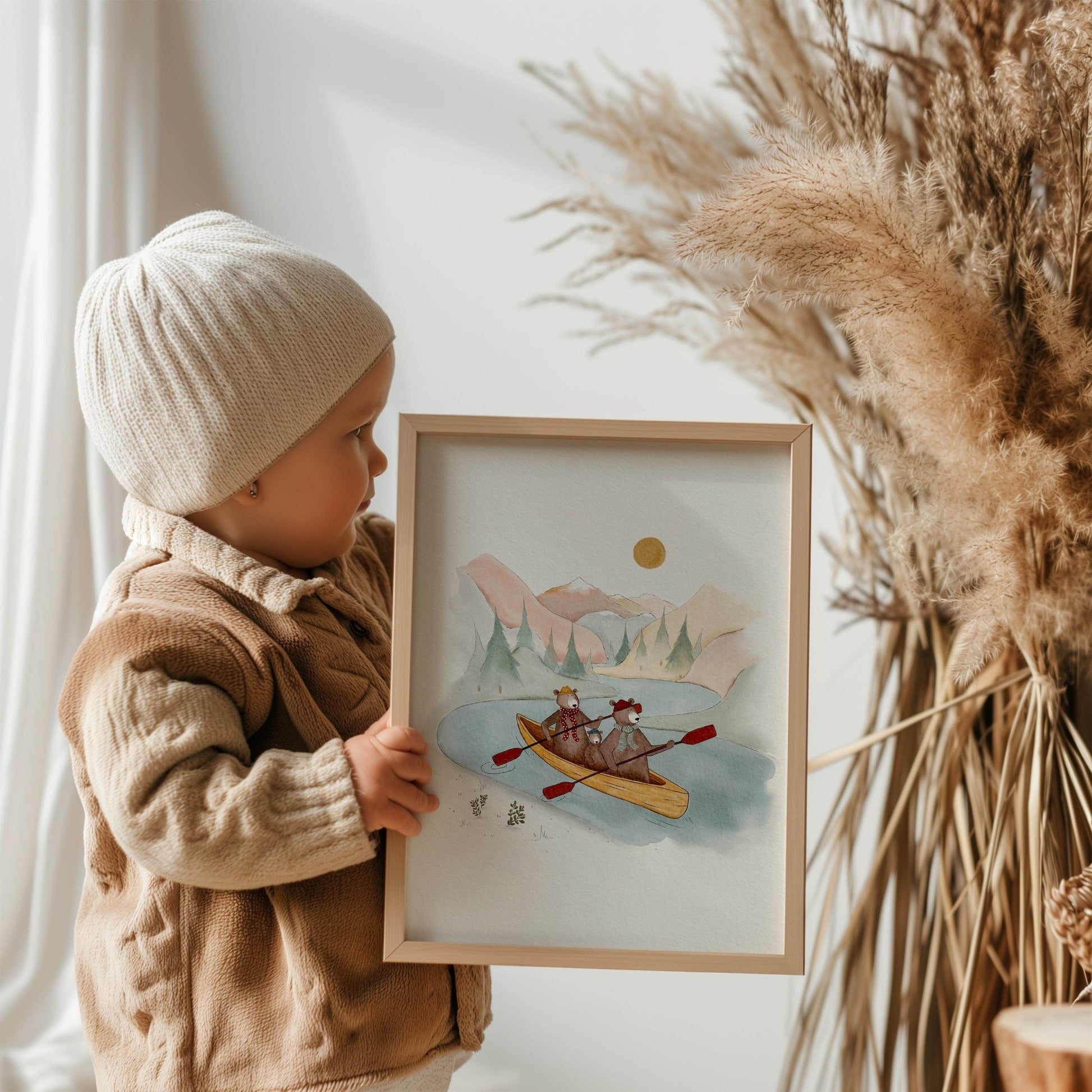 Kids Adventure Art Print - Kayaking in Forest Mountains - Prints - Urchin Bay