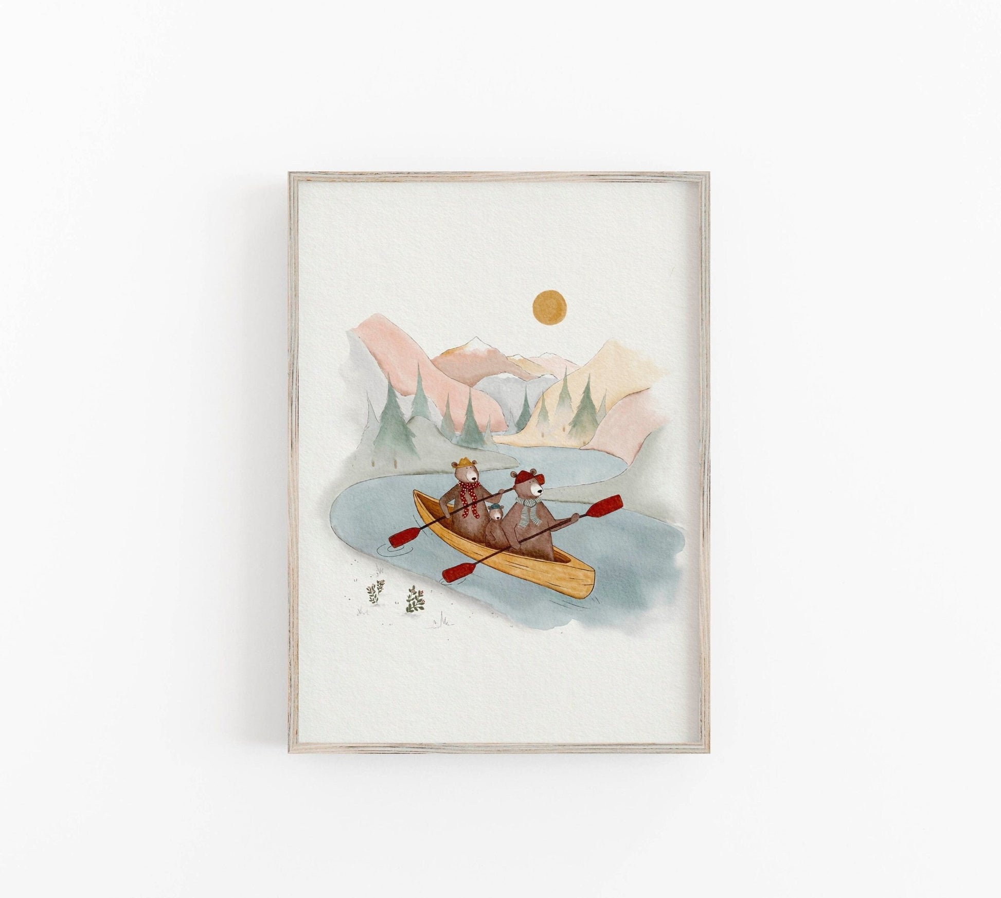 Kids Adventure Art Print - Kayaking in Forest Mountains - Prints - Urchin Bay