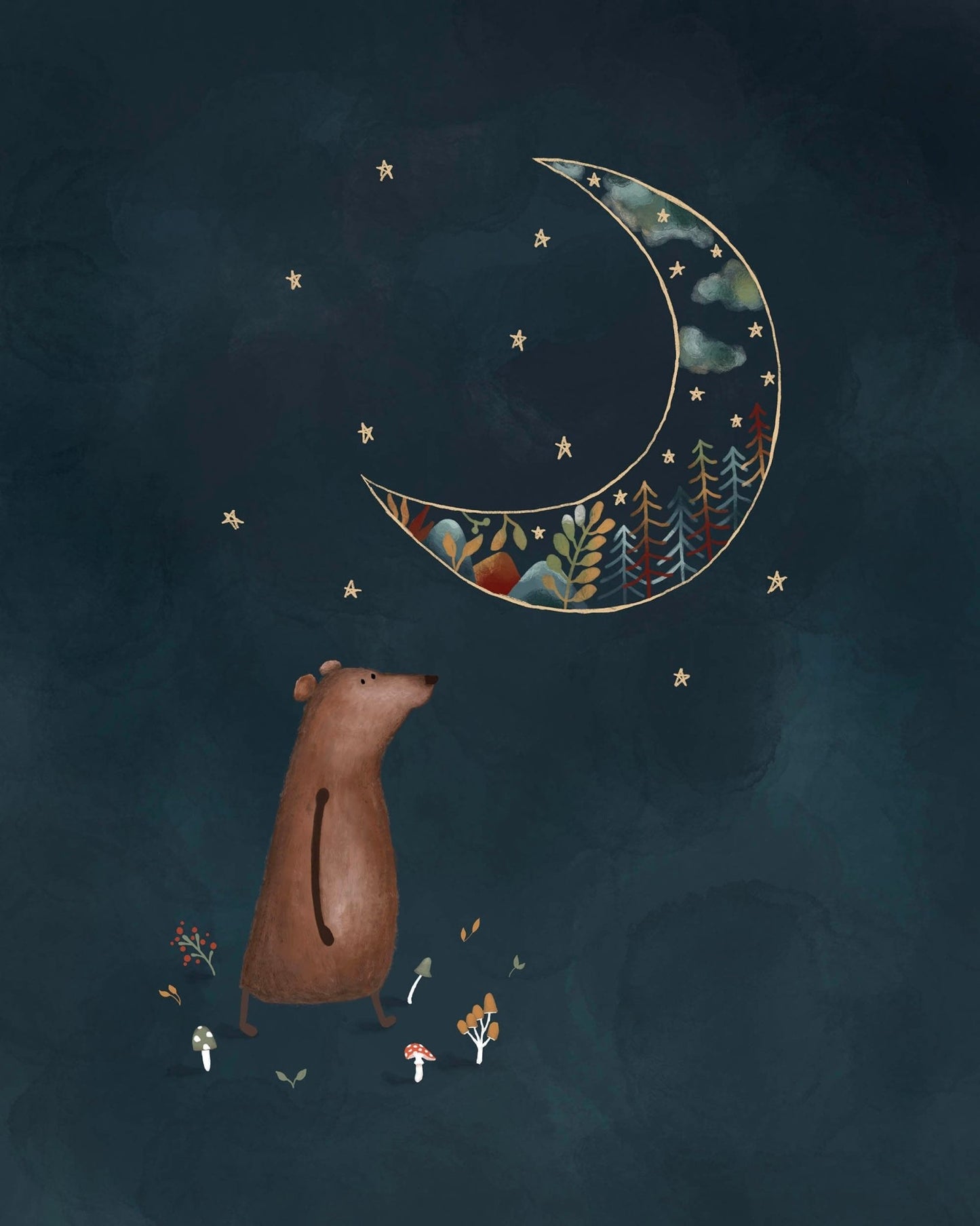 Kids Animal Art Prints - Night Sky Forest Nursery Set - Prints - Urchin Bay