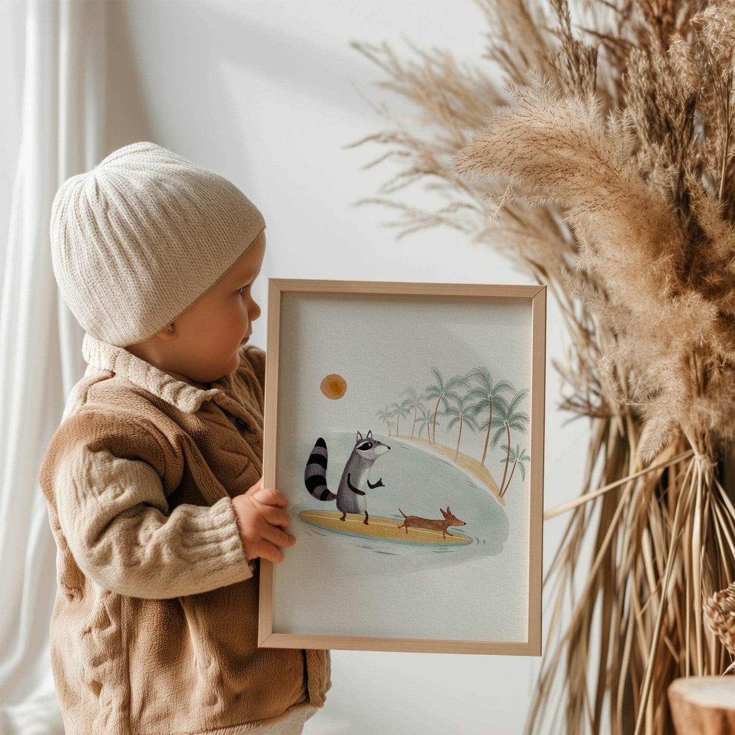 Kids Surfing Wall Art - Tropical Beach Print - Prints - Urchin Bay