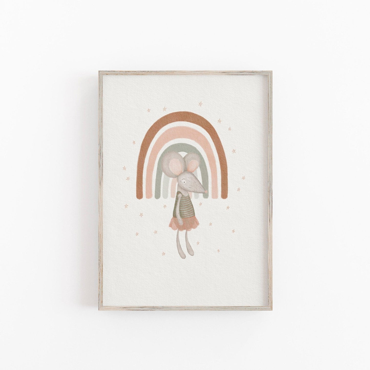 Neoclassical Rainbow Nursery Art with Mouse in Tutu - Prints - Urchin Bay