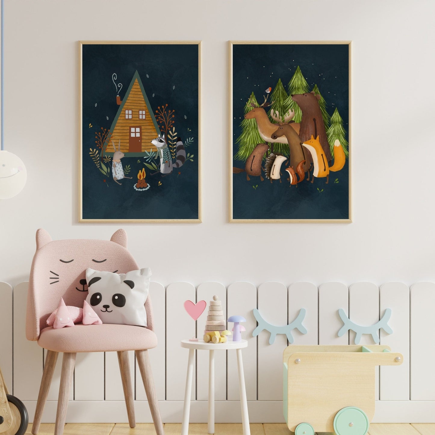 Night Sky Forest Animals Nursery Decor Set - Prints - Urchin Bay