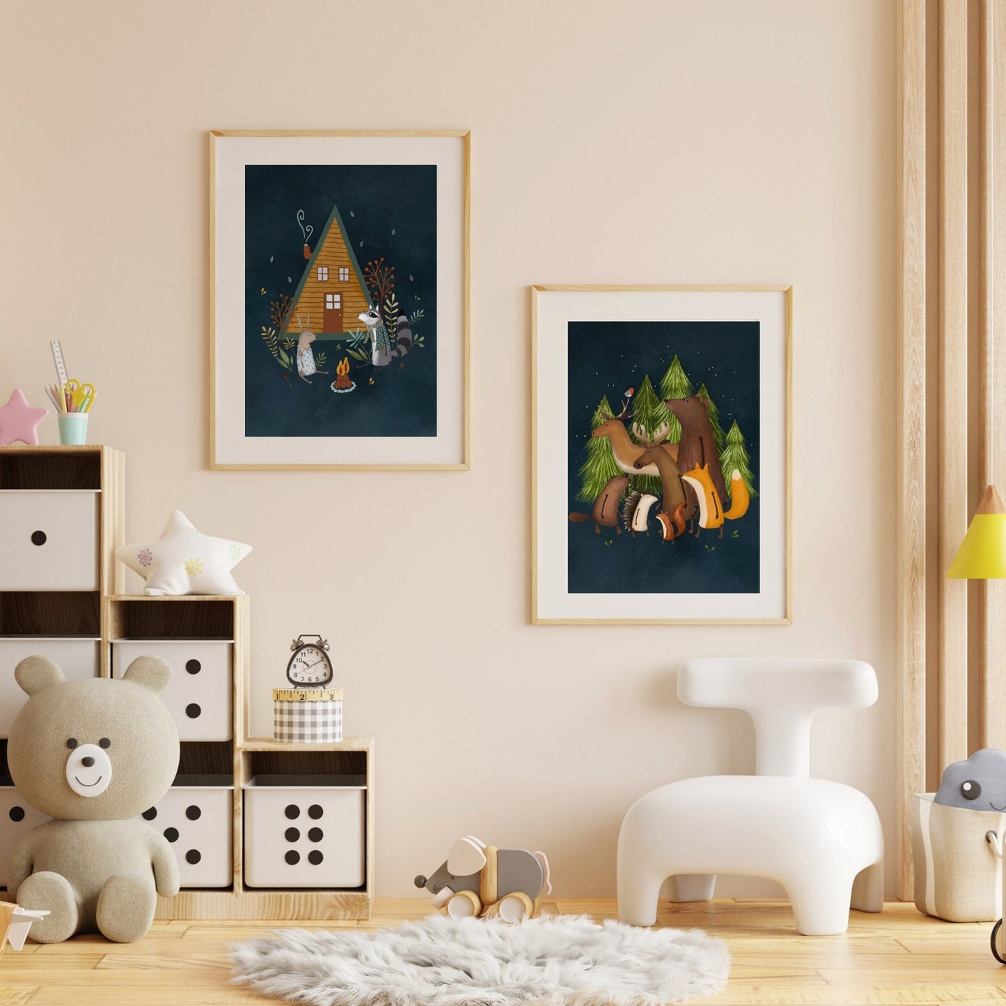 Night Sky Forest Animals Nursery Decor Set - Prints - Urchin Bay