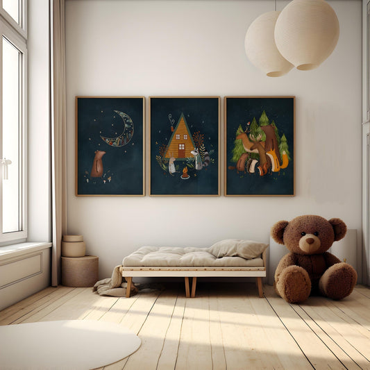 Night Sky Forest Art Prints Set - Prints - Urchin Bay