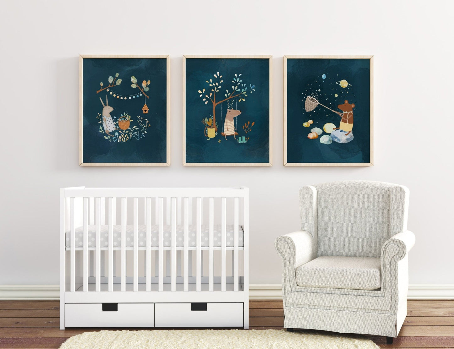 Night Sky Nursery Art Prints - Set of 3 - Prints - Urchin Bay