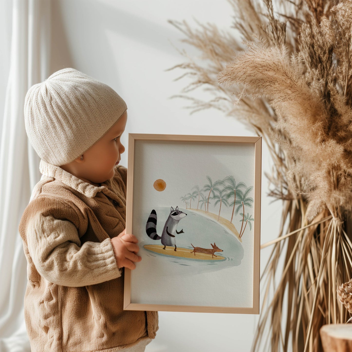 Racoon & Sausage Dog Surf Print - Prints - Urchin Bay