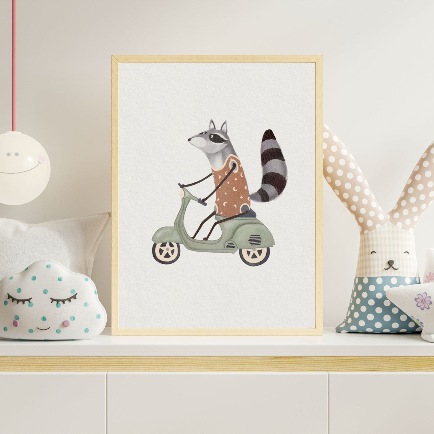 Racoon Scooter Print, Illustration For Children's Room - Prints - Urchin Bay