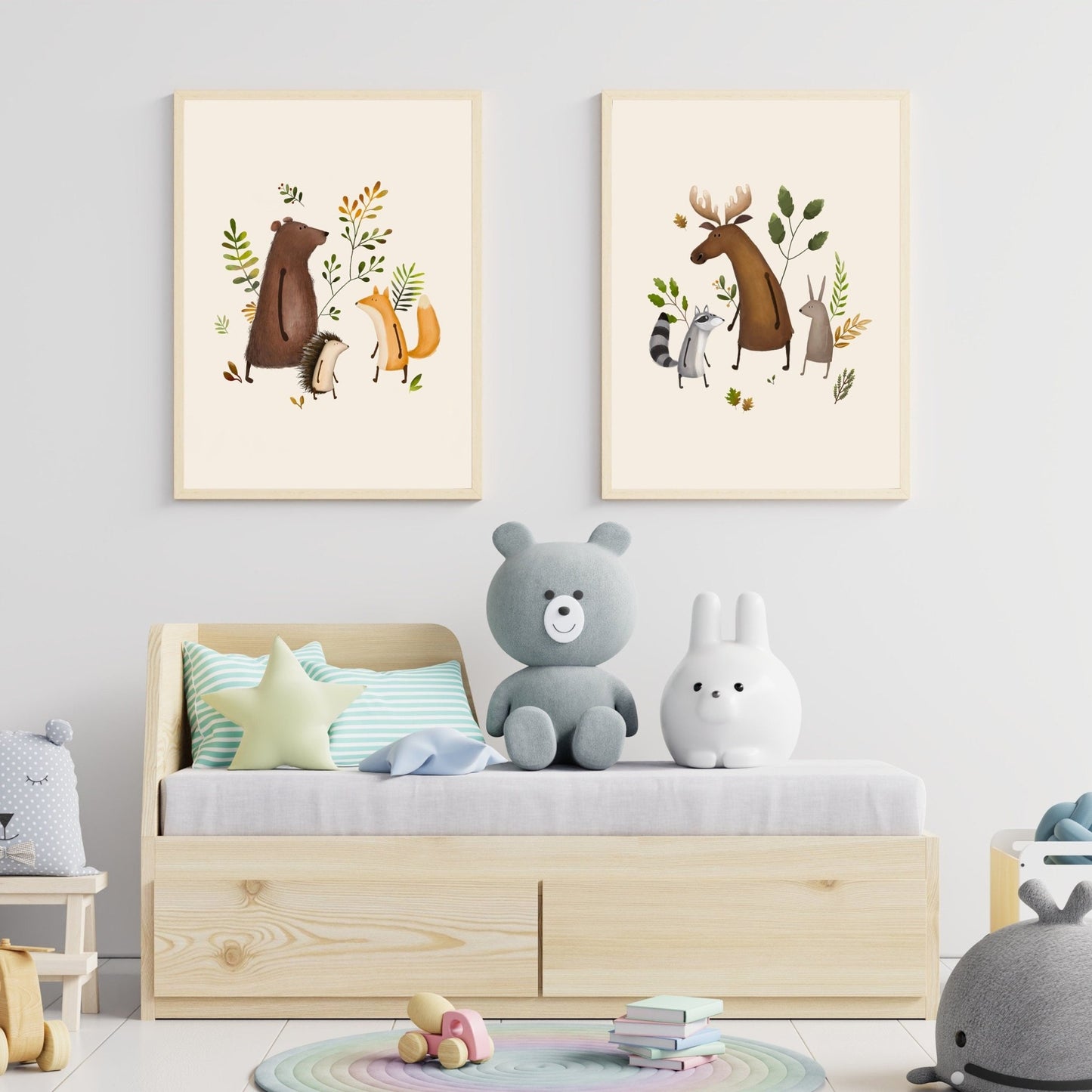 Set of 2 Childrens Animal Posters - Prints - Urchin Bay