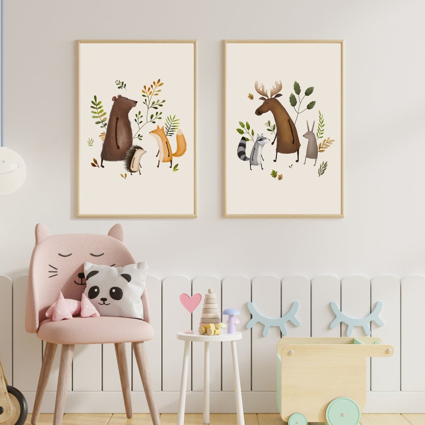 Set of 2 Childrens Animal Posters - Prints - Urchin Bay