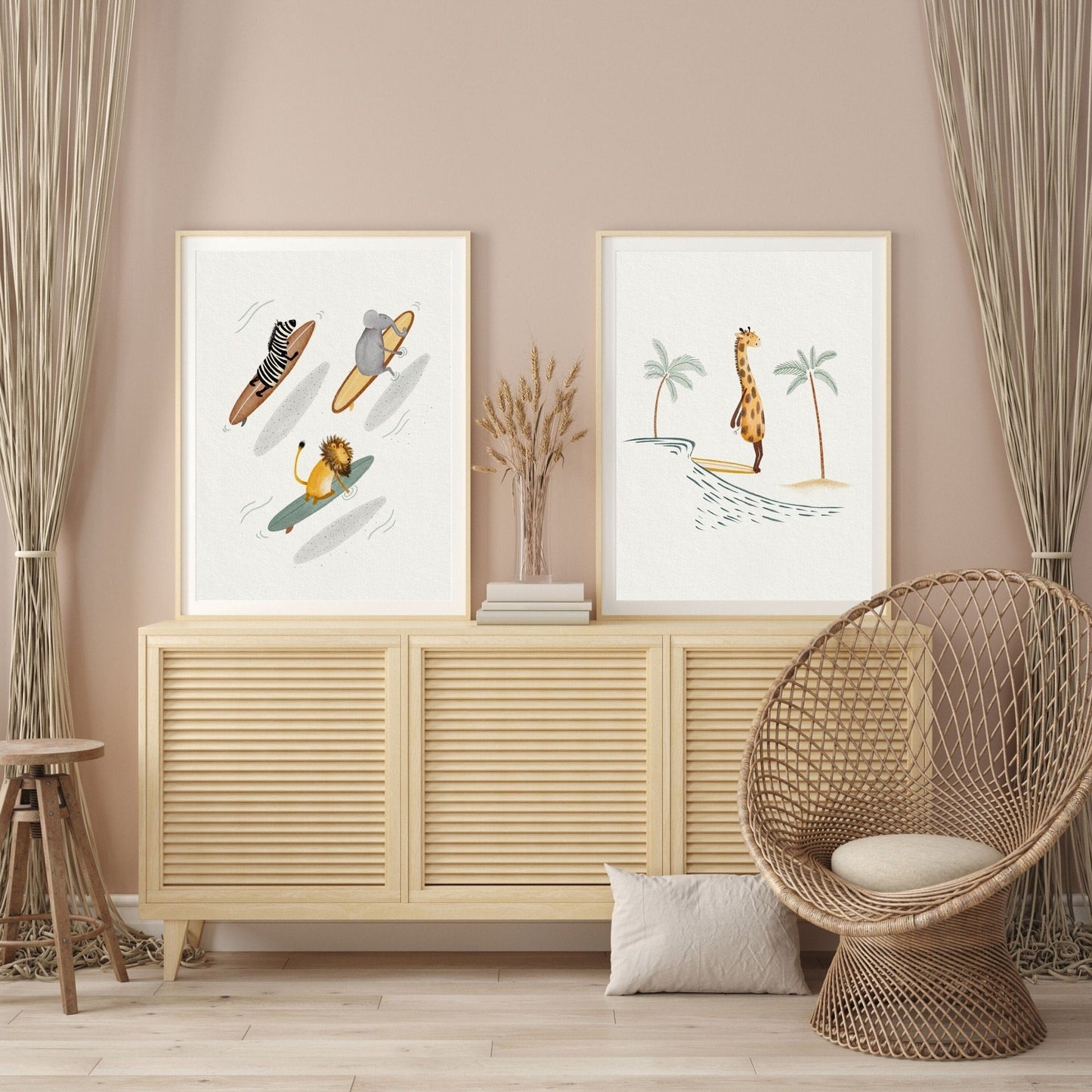 Set of 2 Surfing Animal Art Prints - Prints - Urchin Bay