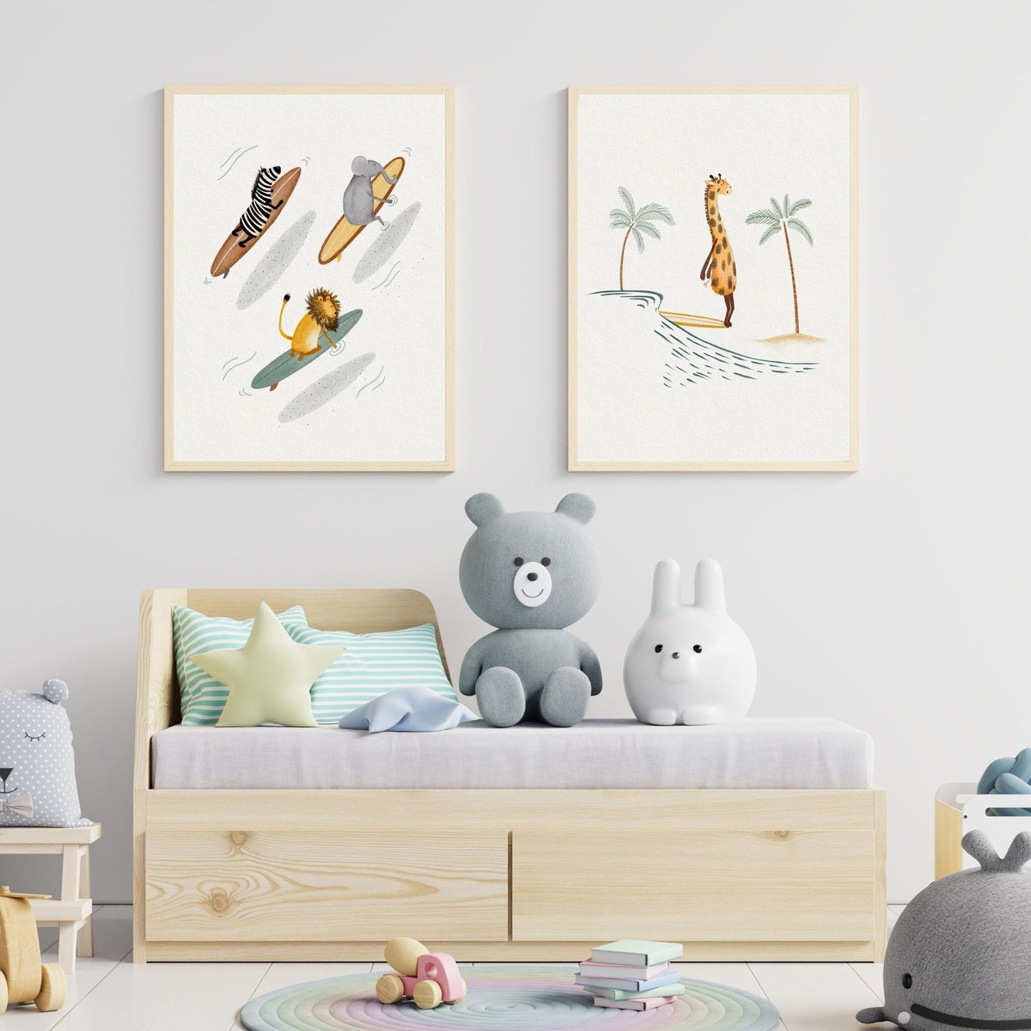 Set of 2 Surfing Animal Art Prints - Prints - Urchin Bay