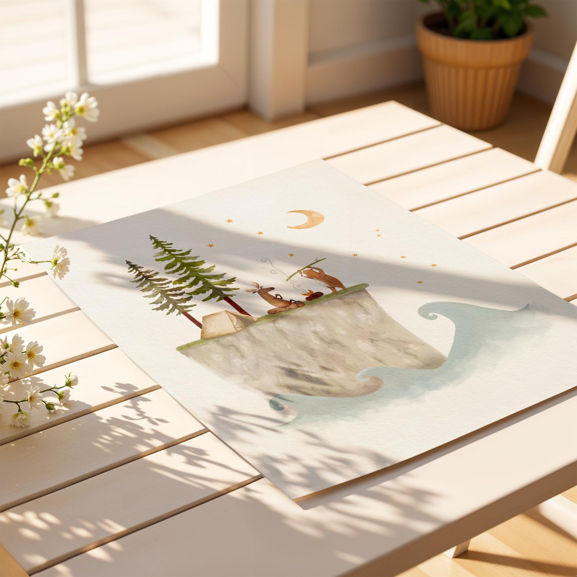 Set of 3 Adventure Prints – Camping, Surfing & Fishing Room Decor - Prints - Urchin Bay