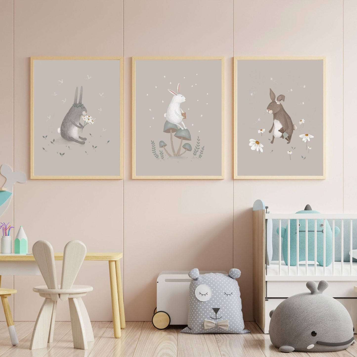 Set of 3 Bunny Rabbit Art Prints - Prints - Urchin Bay