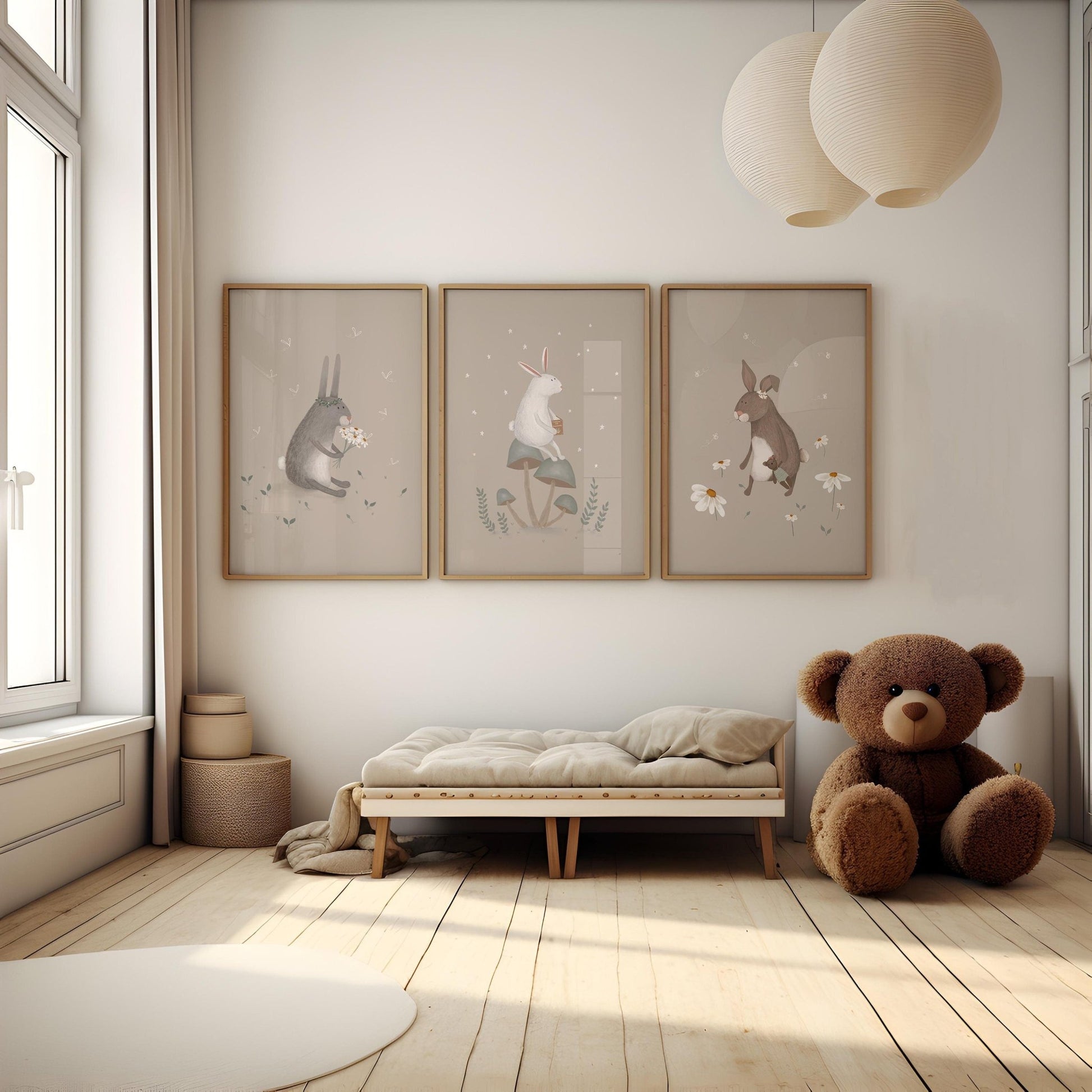 Set of 3 Bunny Rabbit Art Prints - Prints - Urchin Bay