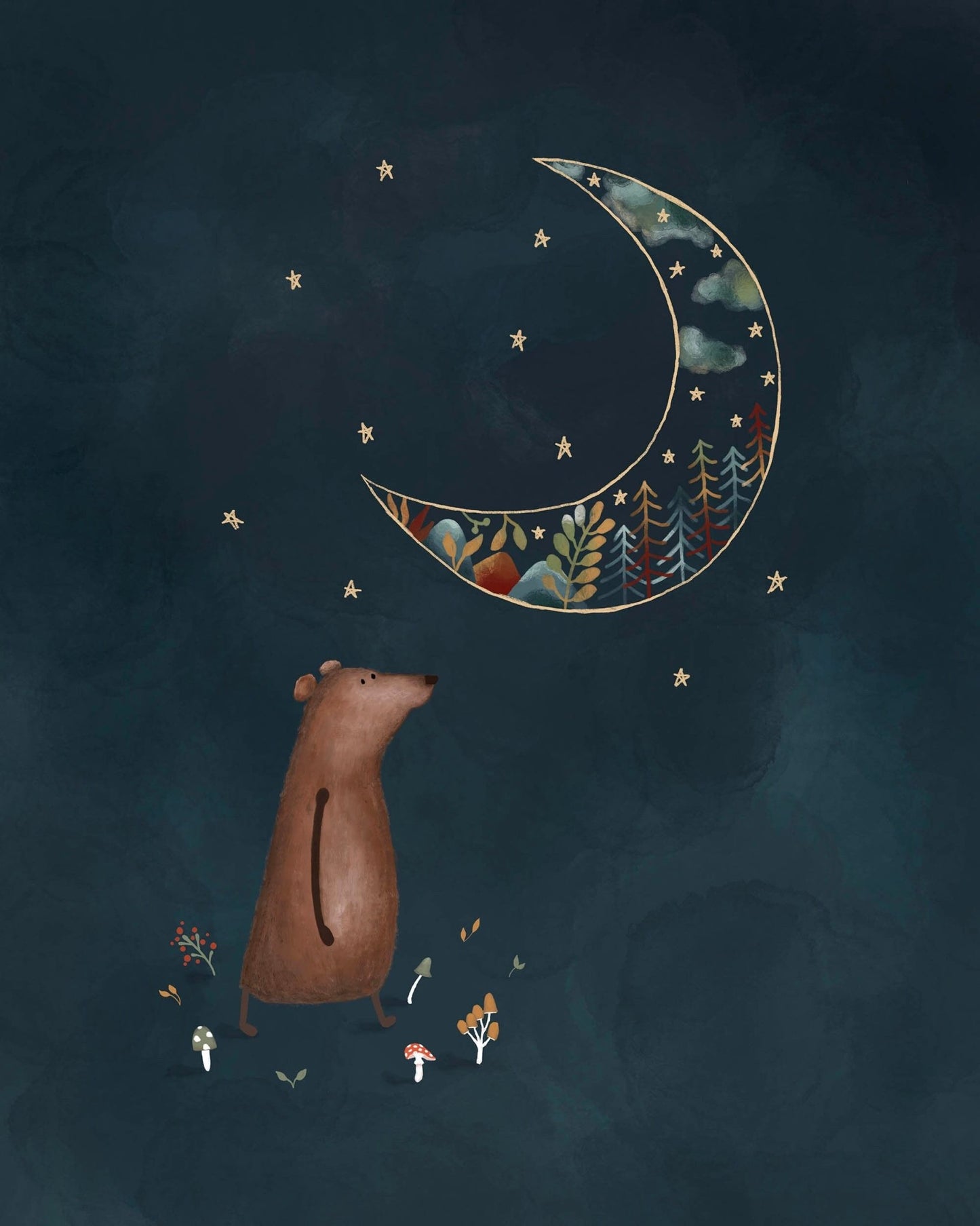Set of 3 Night Sky Forest Animal Nursery Prints - Prints - Urchin Bay