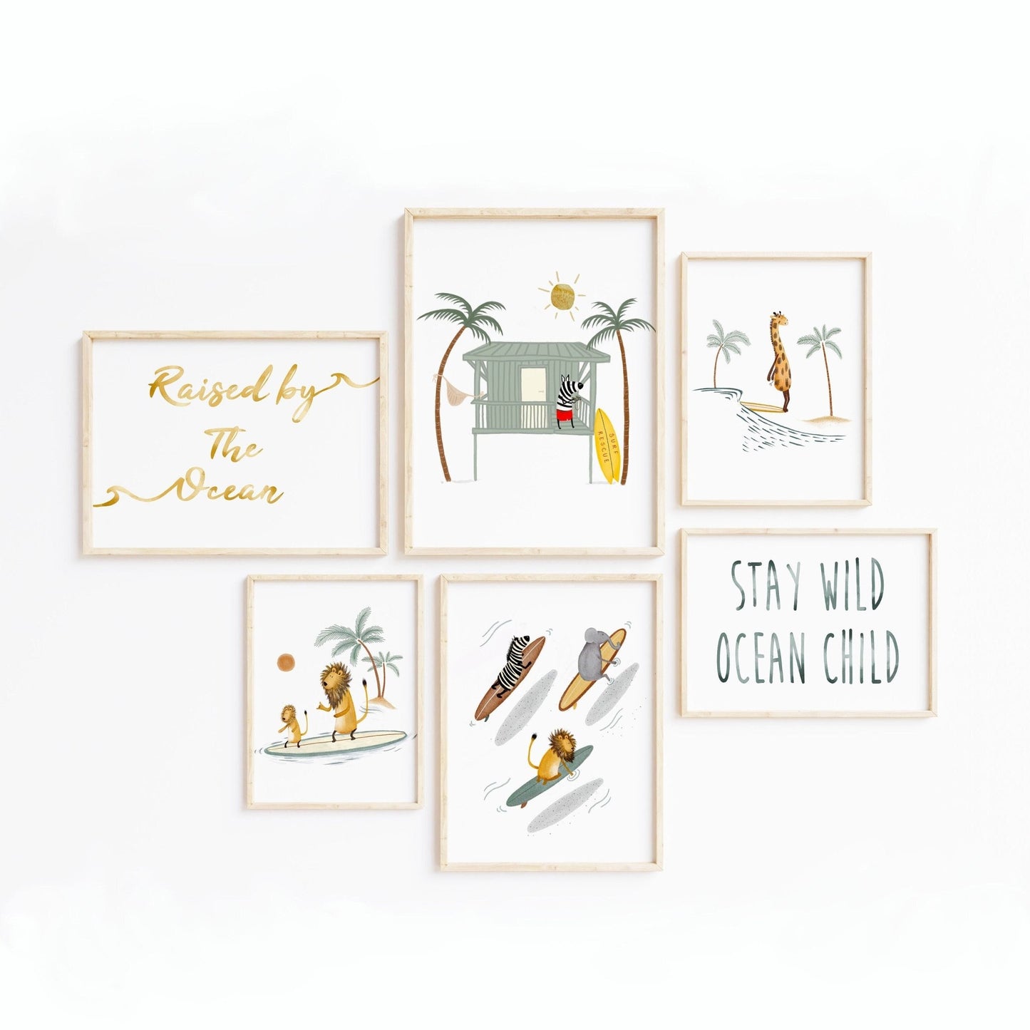 Set of 6 Surf Art Prints for Nursery - Urchin Bay