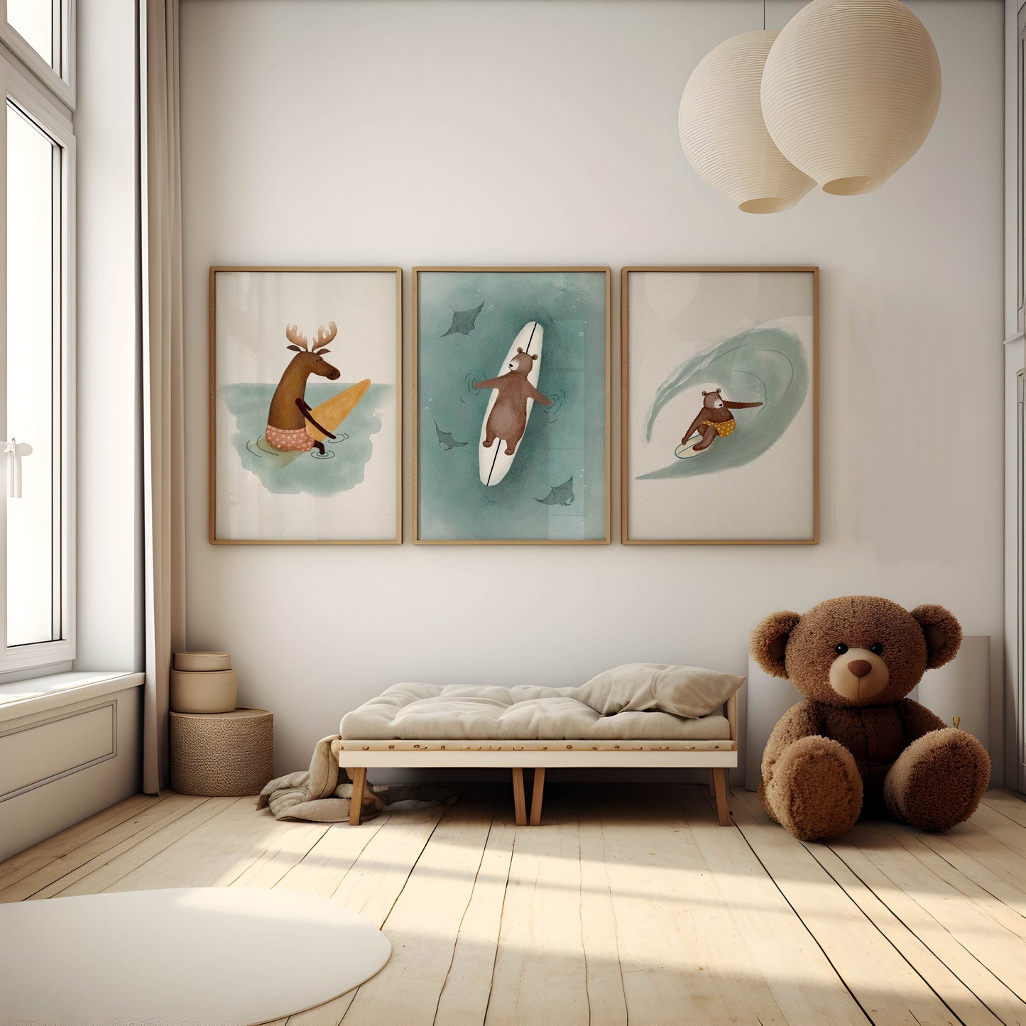 Set of Three Art Prints For Surf Themed Room, Surfing Wall Art - Prints - Urchin Bay