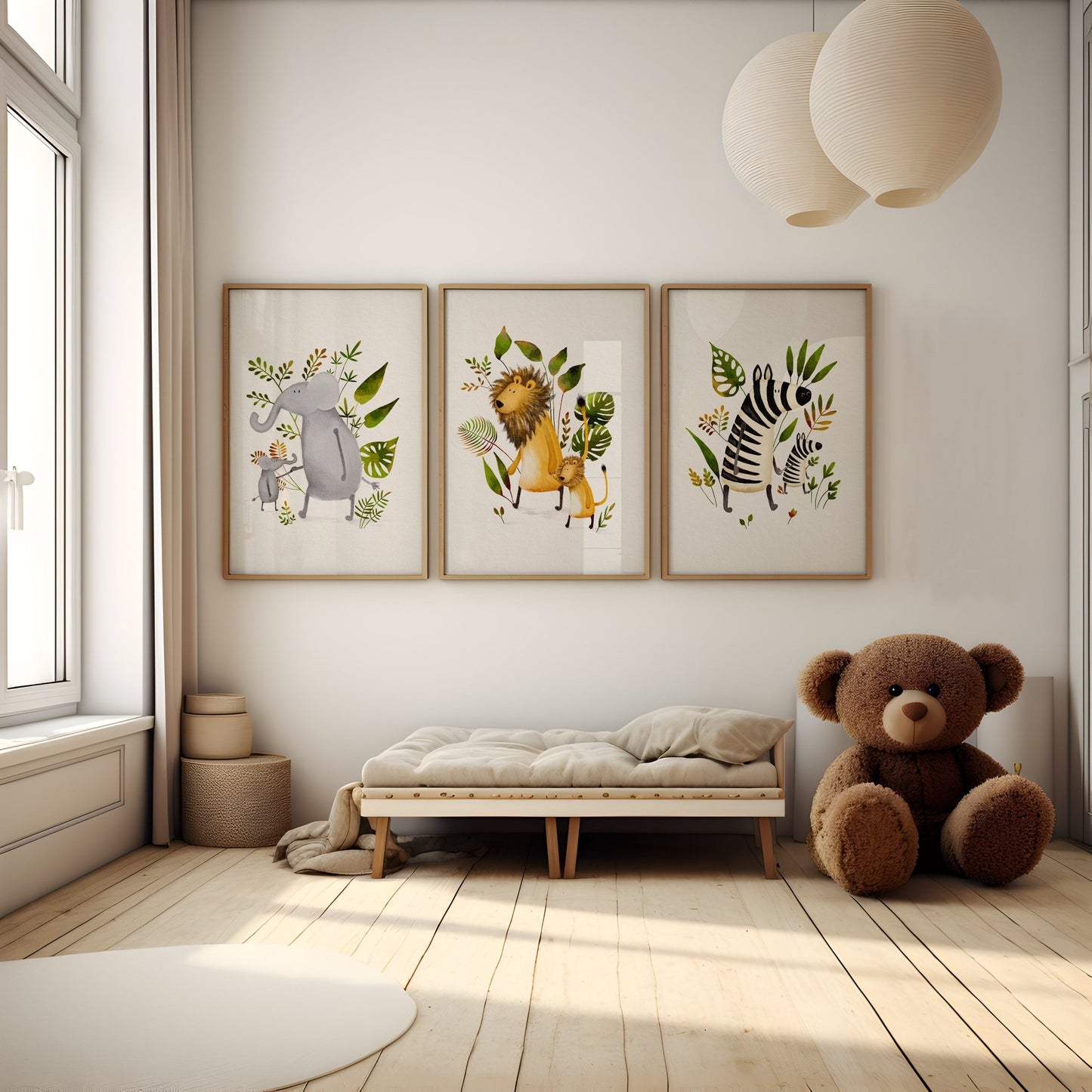 Set of Three Safari Animal Art Prints For Children - Prints - Urchin Bay