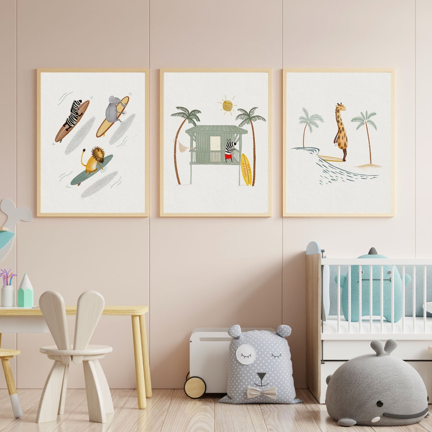 Set of Three Surfing Art Prints For Kids, Surfing Wall Decor - Prints - Urchin Bay
