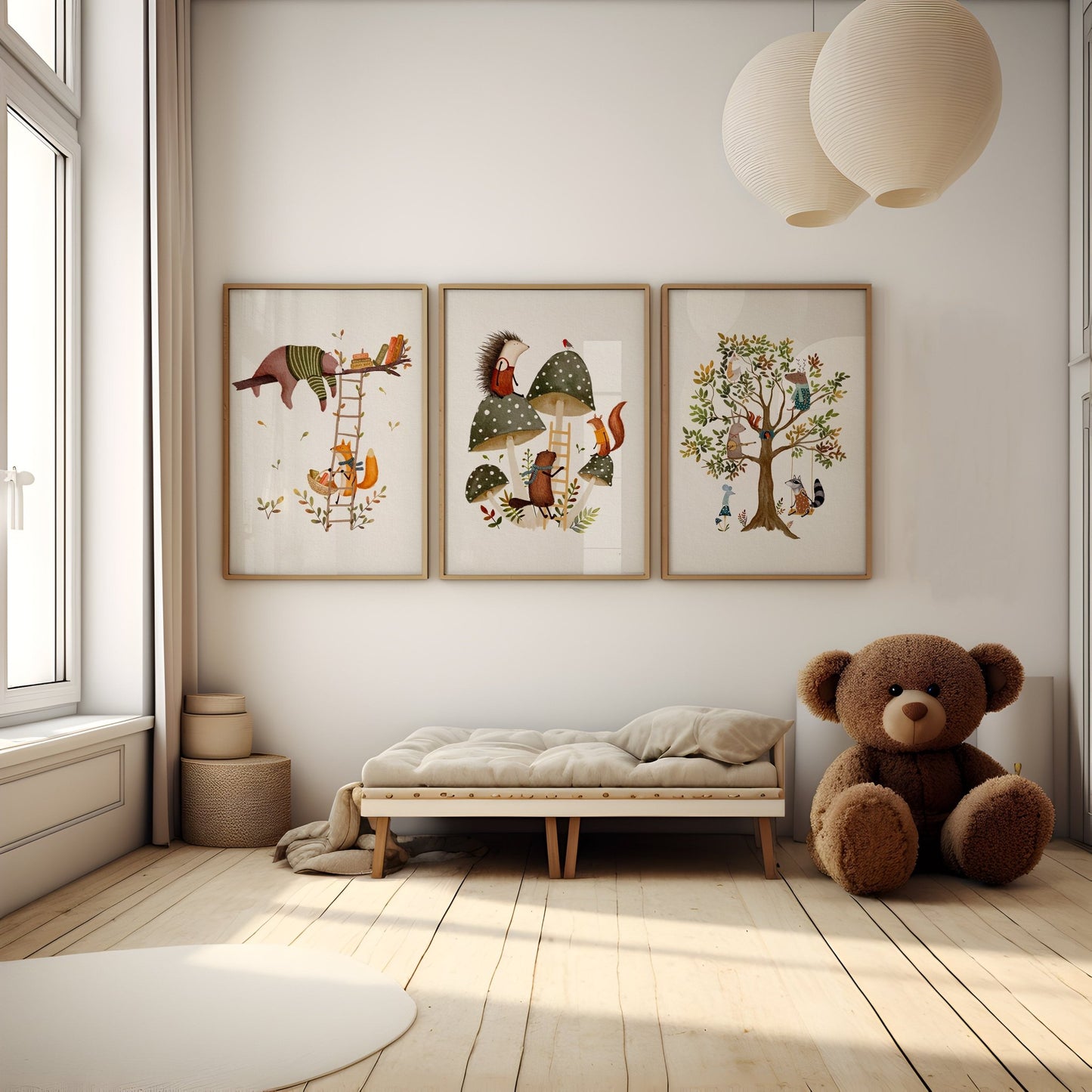 Set of Three Woodland Animal Art Prints, Whimsical Room Decor - Prints - Urchin Bay