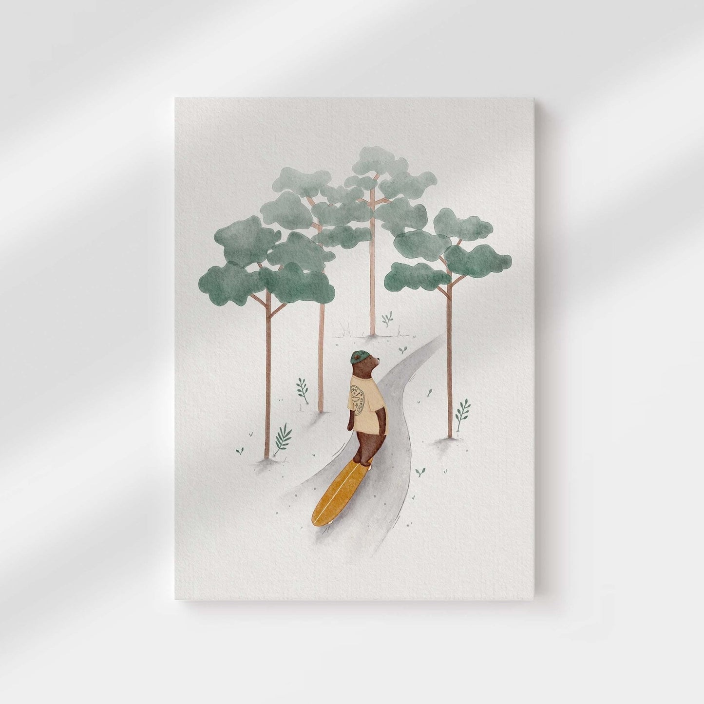 Skateboarding Bear Canvas Wall Art - North West Pacific Forest Decor - Canvas - Urchin Bay