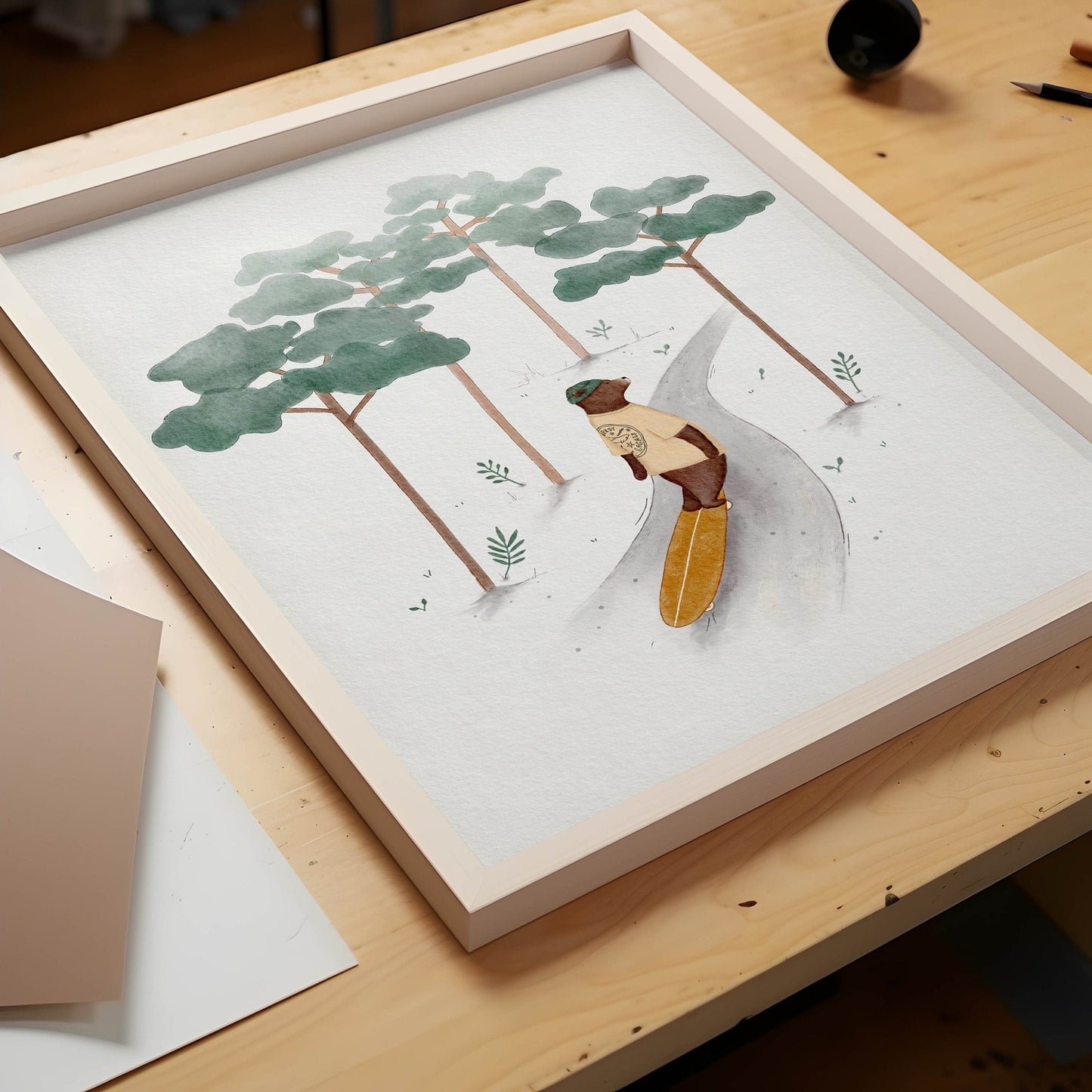 Skateboarding Bear Wall Art - Forest Adventure Decor - Prints - Urchin Bay