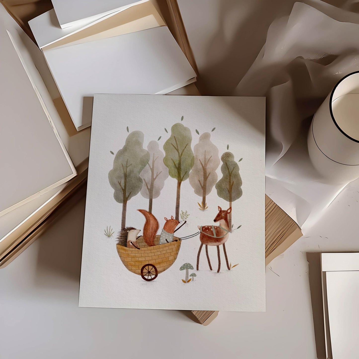 Storybook Forest Animals & Mushroom - Set 3 Prints - Prints - Urchin Bay