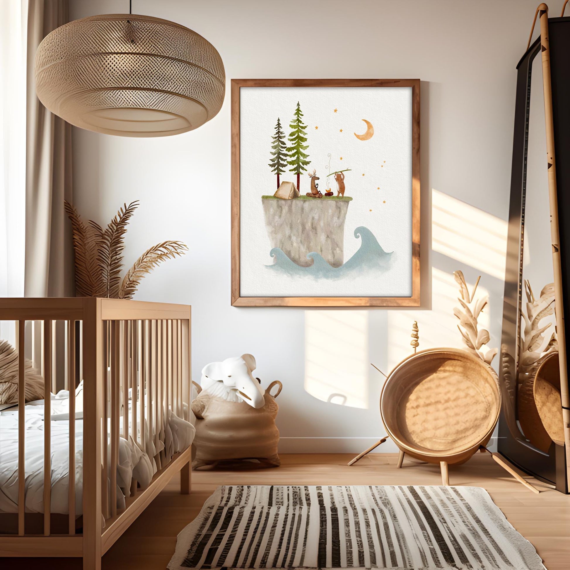 Surf Adventure Art Print, Whimsical Camping Print - Prints - Urchin Bay