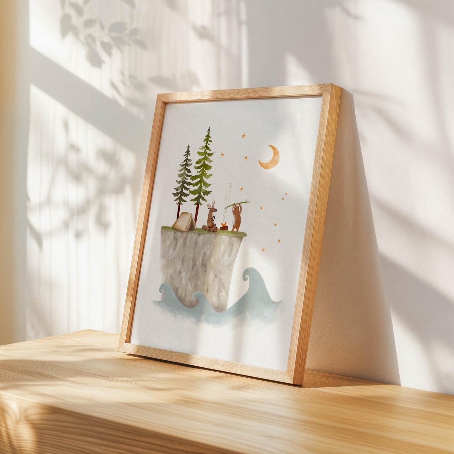 Surf Adventure Art Print, Whimsical Camping Print - Prints - Urchin Bay