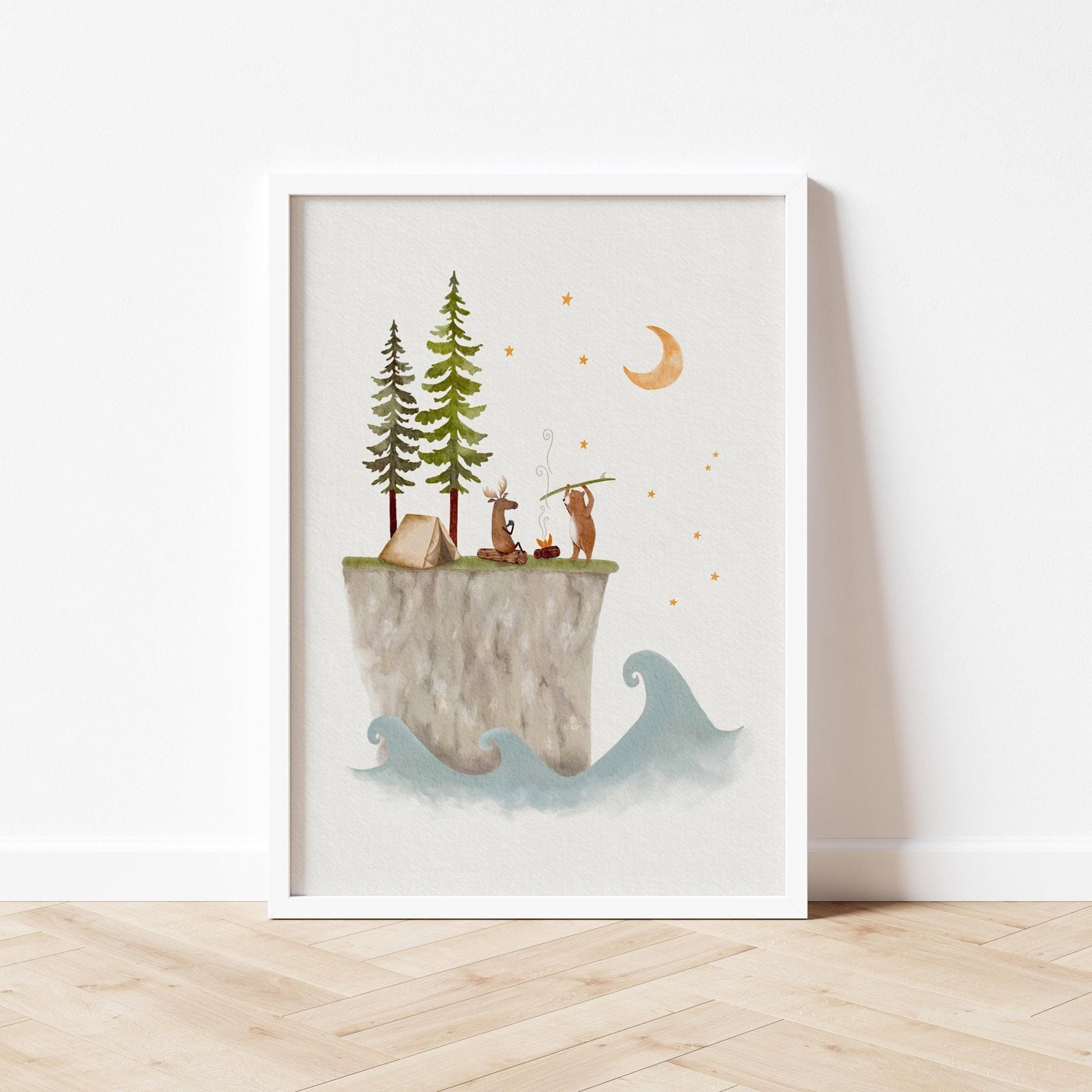Surf Adventure Art Print, Whimsical Camping Print - Prints - Urchin Bay