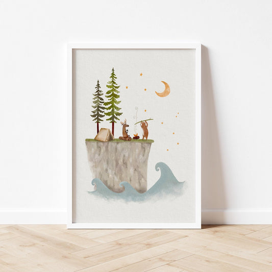 Surf Adventure Art Print, Whimsical Camping Print - Prints - Urchin Bay