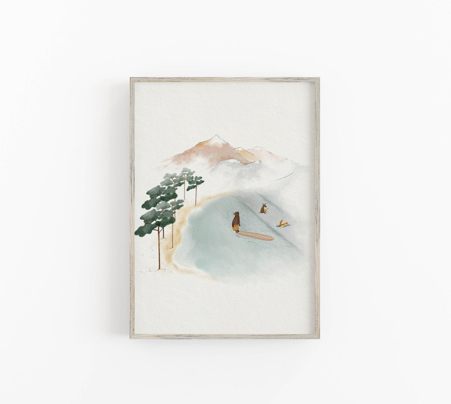 Surf Beach Art Print, Animal Surfing Illustration - Prints - Urchin Bay