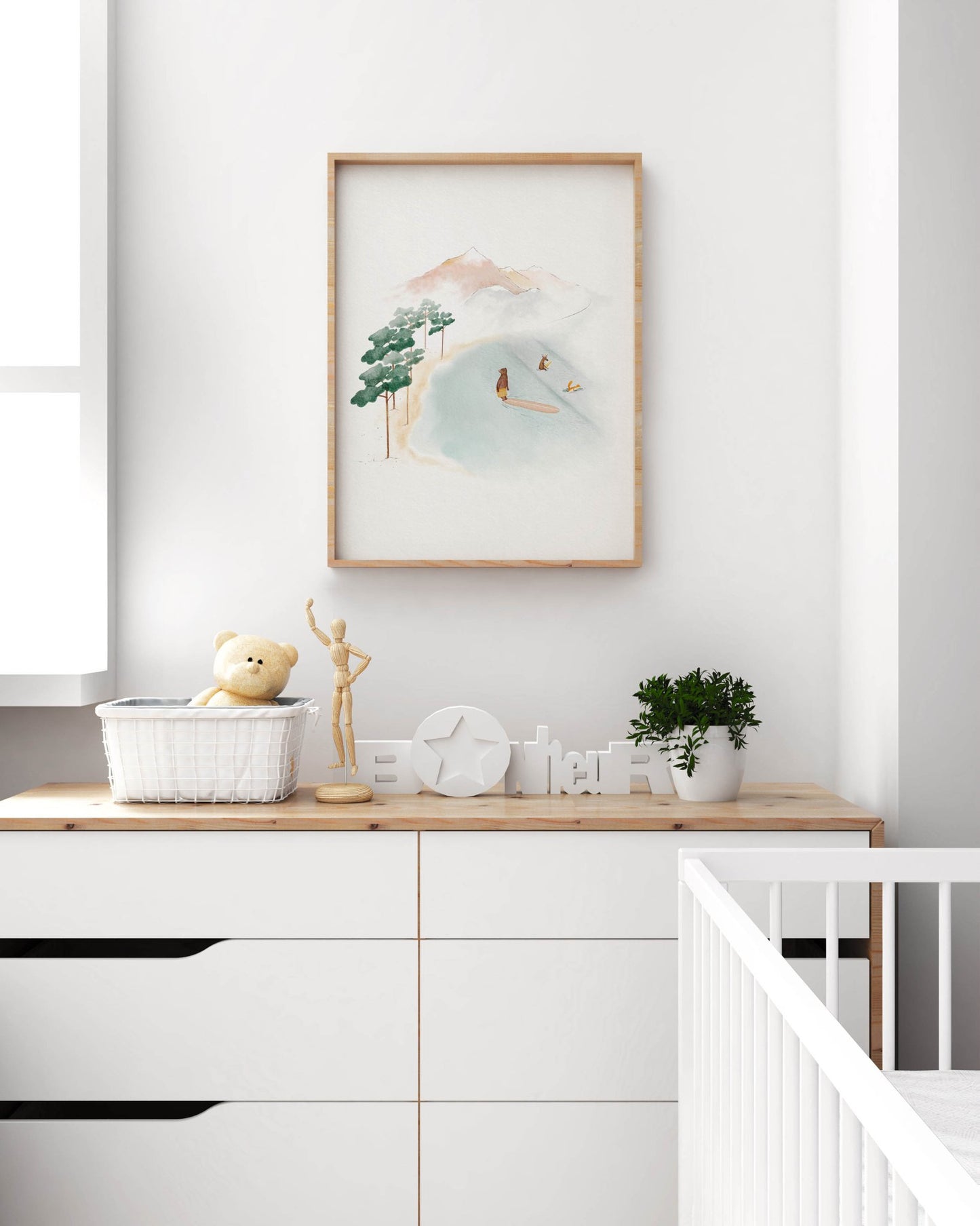 Surf Beach Art Print, Animal Surfing Illustration - Prints - Urchin Bay