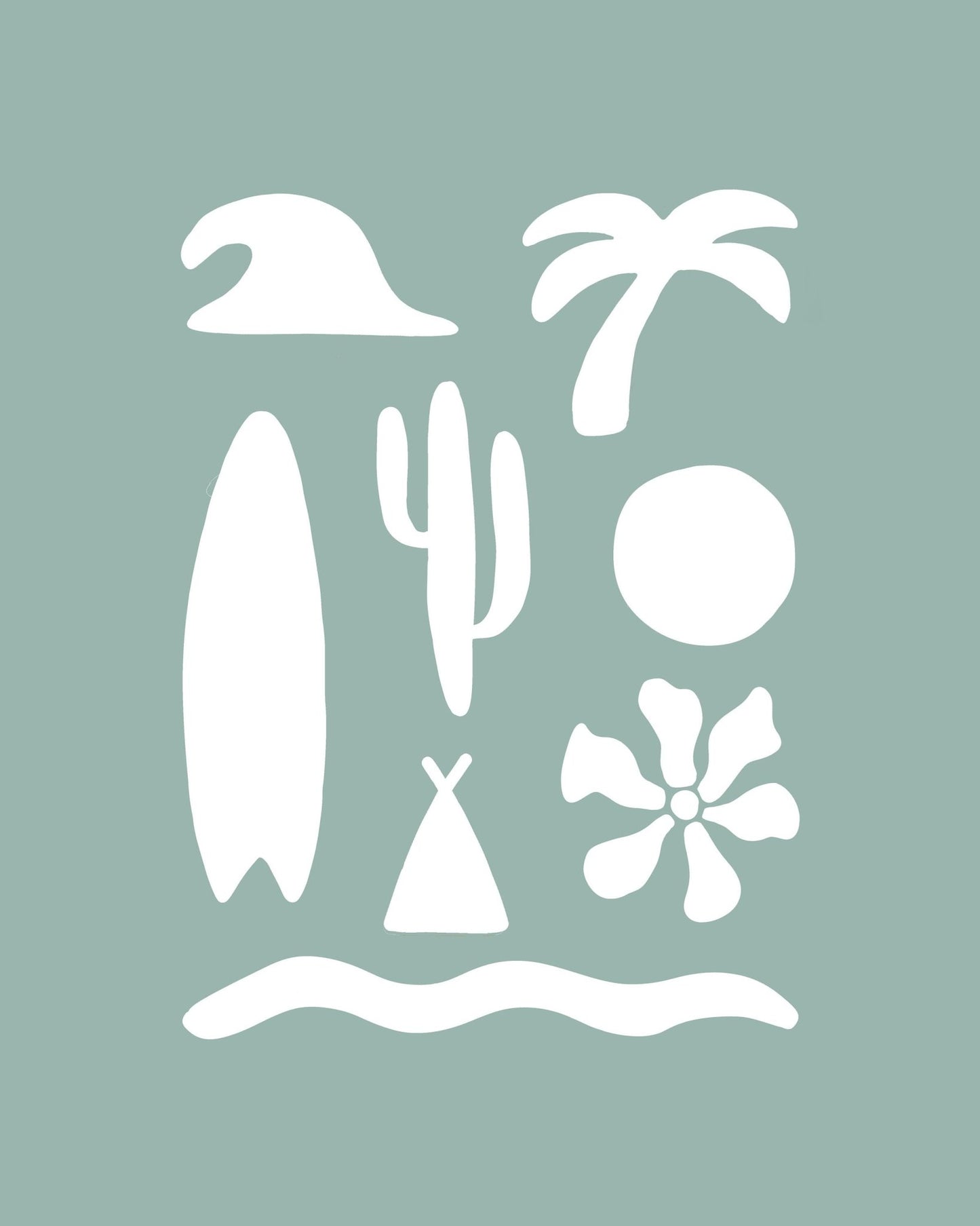 Surf Wall Art Set of 6 - Beach Nursery Playroom Decor - Urchin Bay