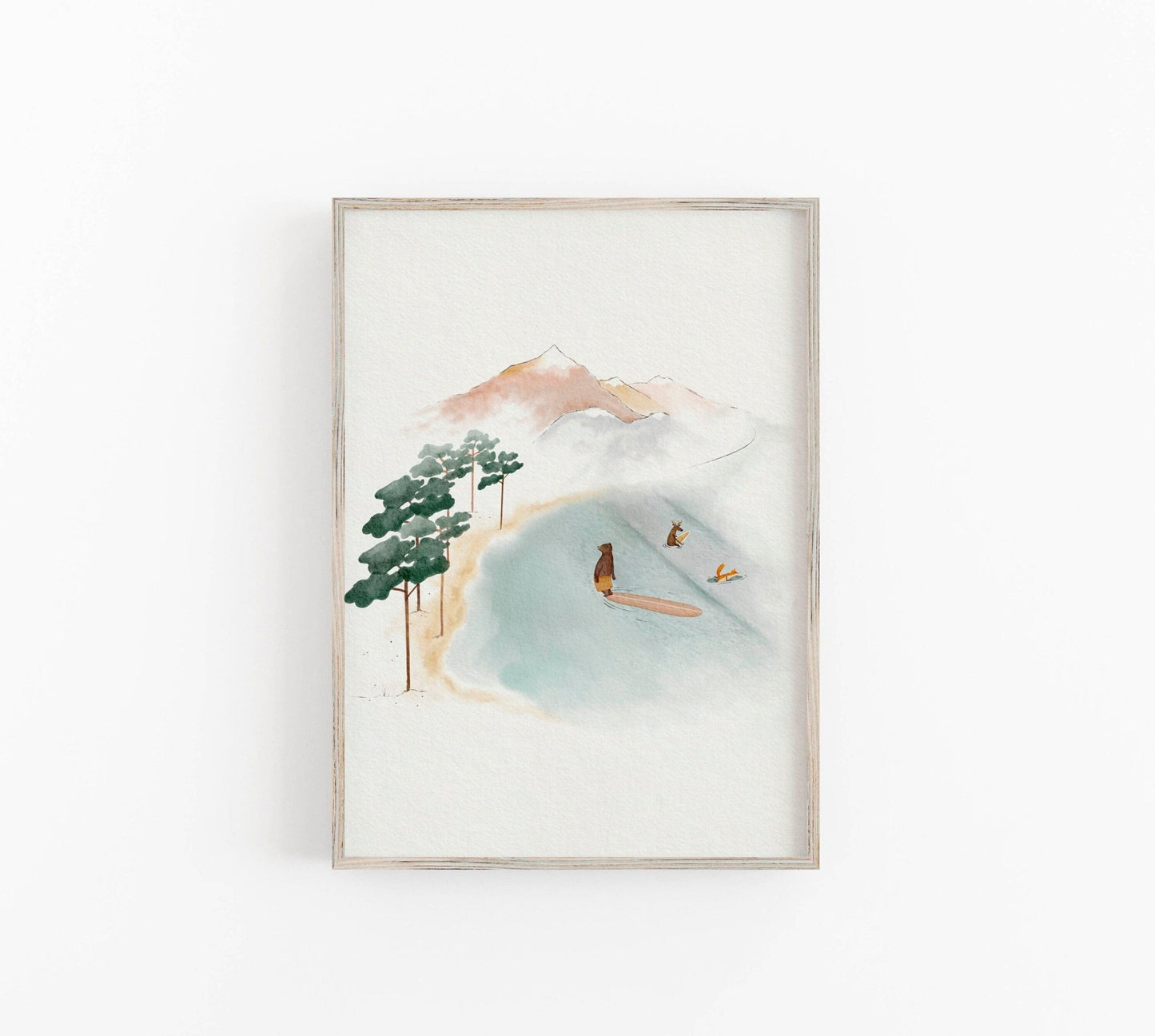 Surfing Beach Art Print - Childrens Beach Room Decor - Prints - Urchin Bay