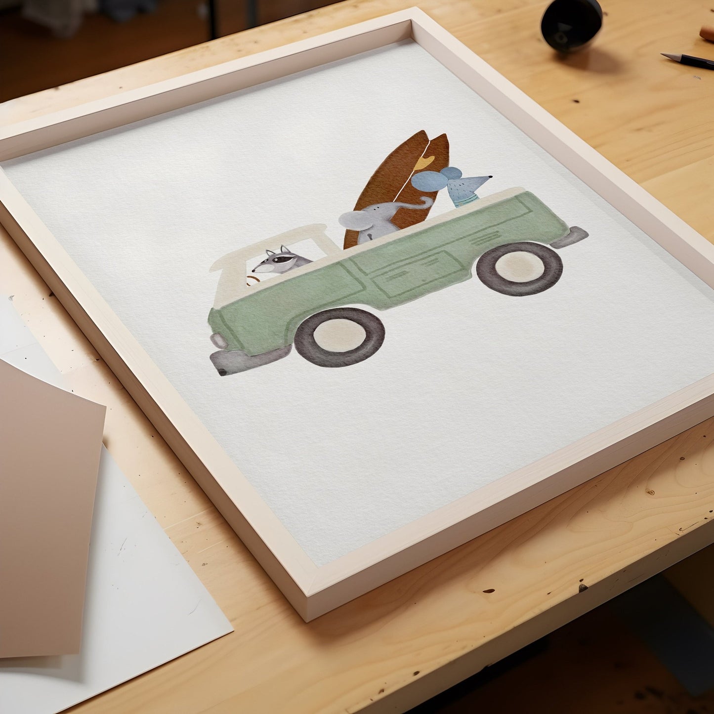 Surfing Campervan Art Print - Kids Surf Decor - Prints - Urchin Bay