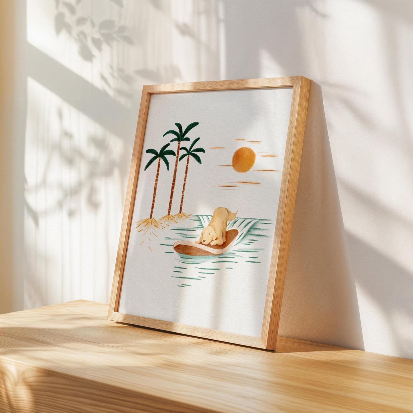Surfing Labrador Art Print – Boho Surf Poster for Home & Nursery - Prints - Urchin Bay