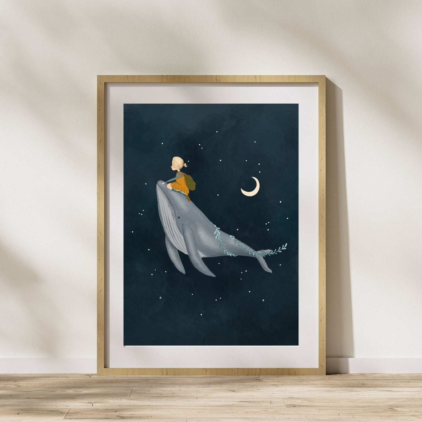 Whale and Girl Celestial Art Print for Children - Prints - Urchin Bay