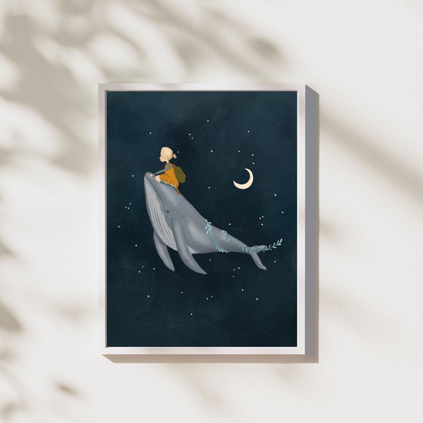 Whale and Girl Celestial Art Print for Children - Prints - Urchin Bay