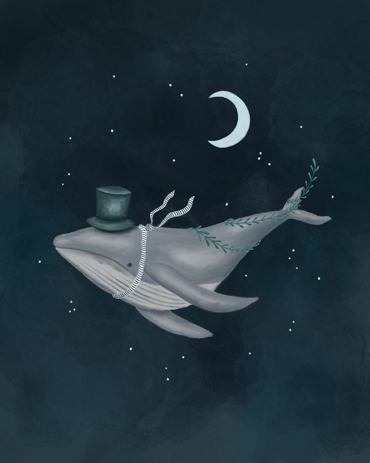 Whale Night Sky Childrens Poster - Prints - Urchin Bay