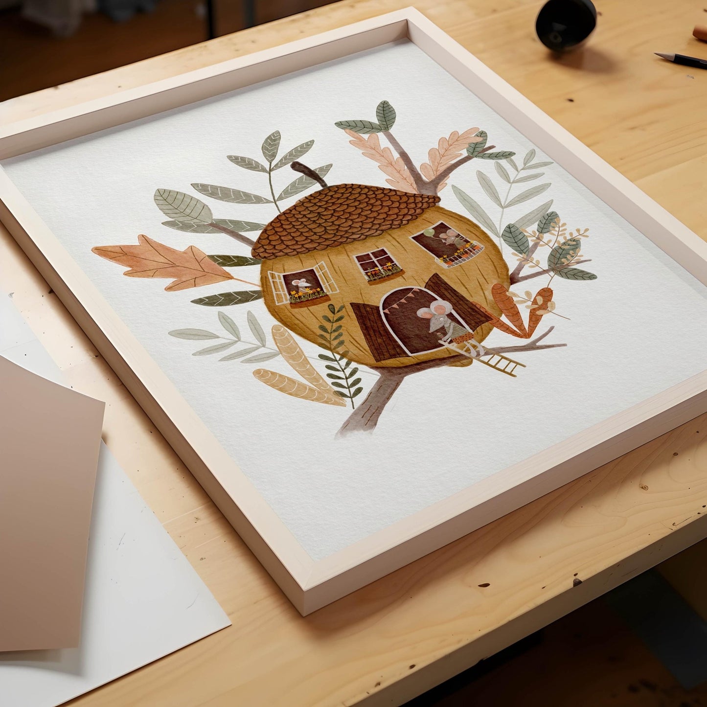 Whimsical Acorn House Illustration - Prints - Urchin Bay