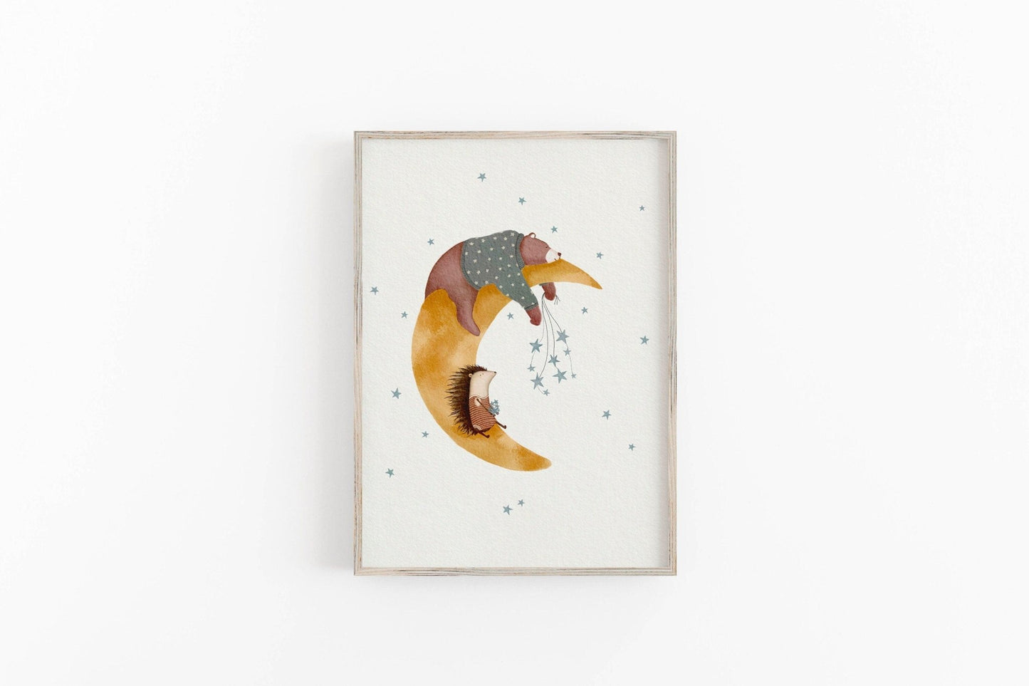 Whimsical Bear Art Print for Children - Moon Stars Nursery Decor - Prints - Urchin Bay