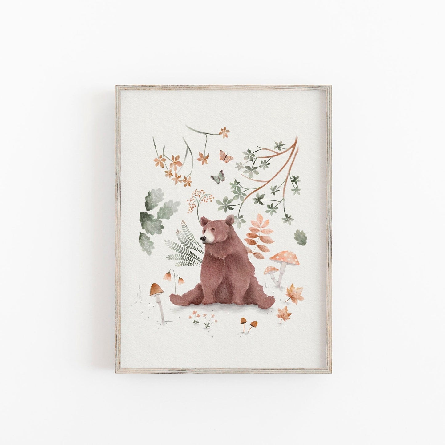 Whimsical Bear & Mushroom Art Print - Prints - Urchin Bay