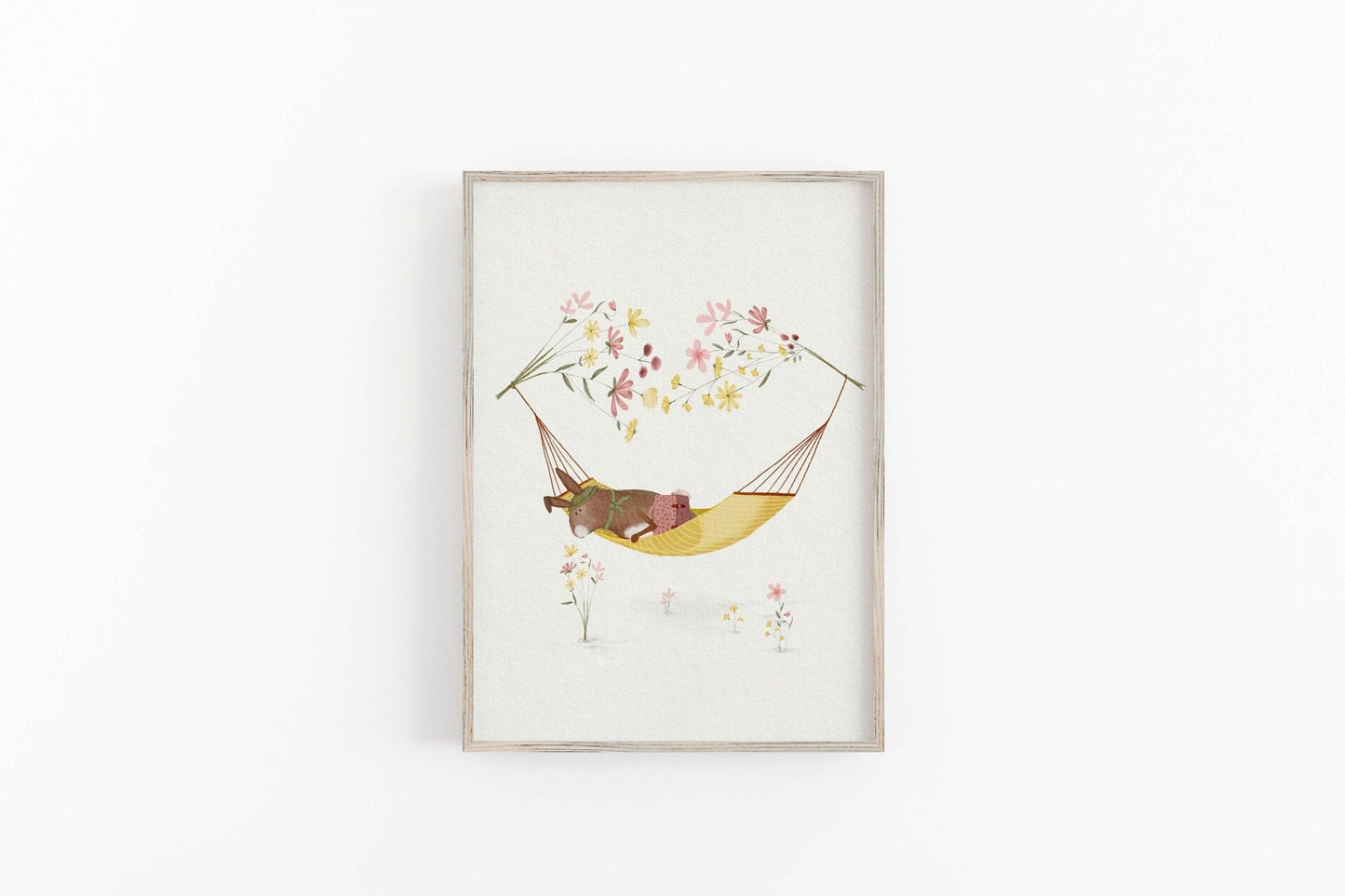 Whimsical Bunny Rabbit Hammock Art Print - Prints - Urchin Bay