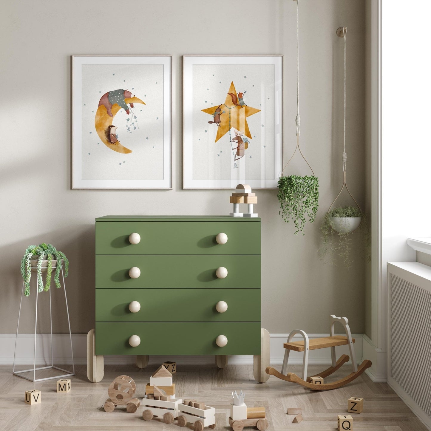 Whimsical Celestial Wall Art for Kids Room - Set of 2 - Prints - Urchin Bay