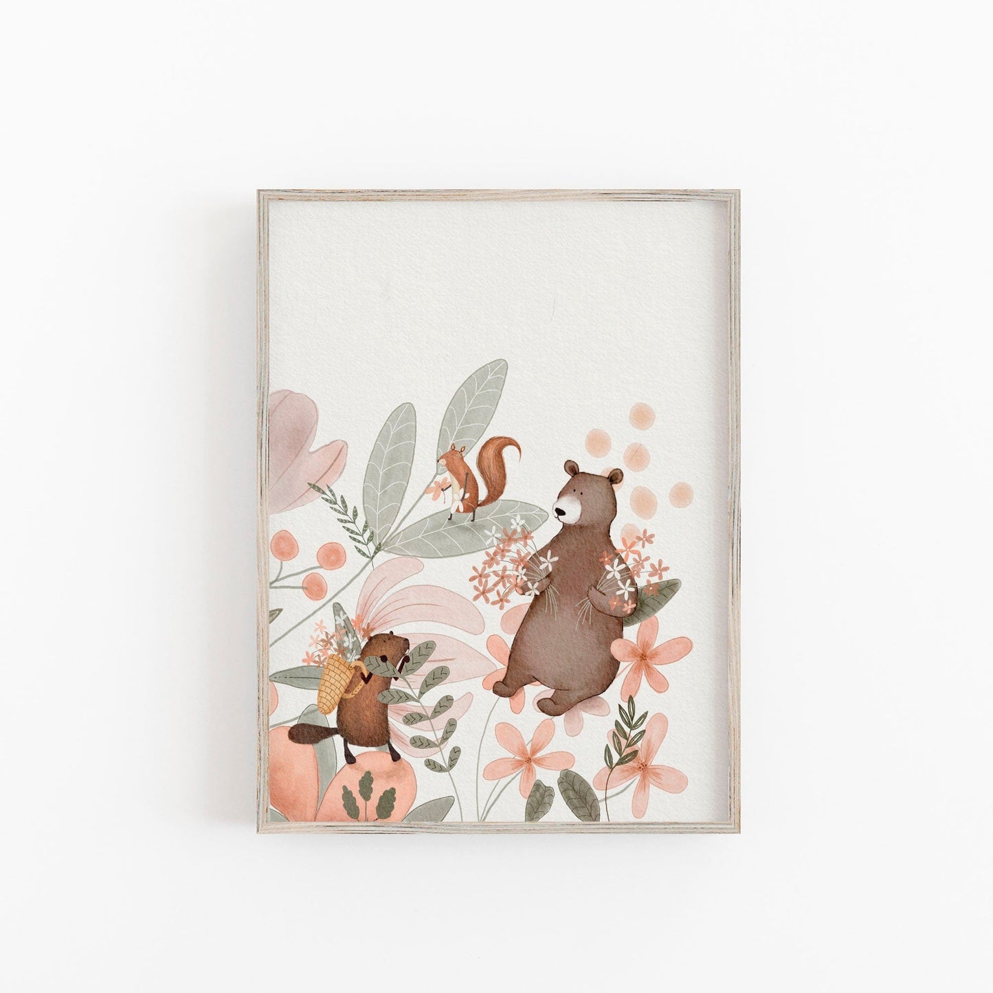 Whimsical Decor with Forest Animals and Wildflowers - Prints - Urchin Bay