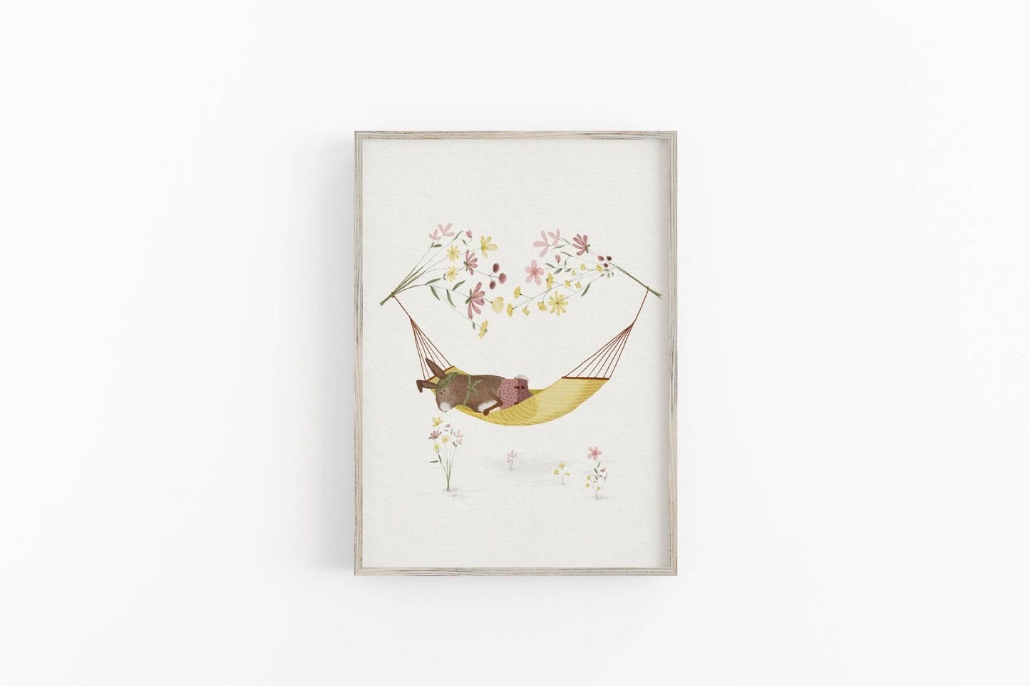 Whimsical Rabbit Art Print, Wildflowers Wall Decor - Prints - Urchin Bay